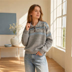 Women's Geometric Jacquard Collared Sweater