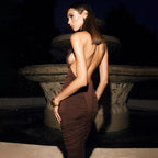 Women's Halter Backless Ruched Bodycon Dress