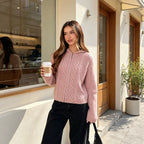 Women's Hooded Diamond-Knit Zip Cardigan