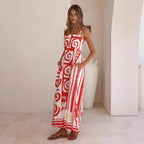 Women's Geometric Print Smocked Cami Maxi Dress