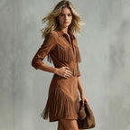 Women's Suede Tassel Mini Dress