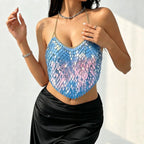 Ornament Heavy Industry Production Glow Sequin Sling Vest