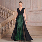 Women's Sequin Dress Long Cocktail Slim Fit Evening Long Dress