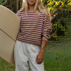 Women's Striped Contrast-Knit Sweater