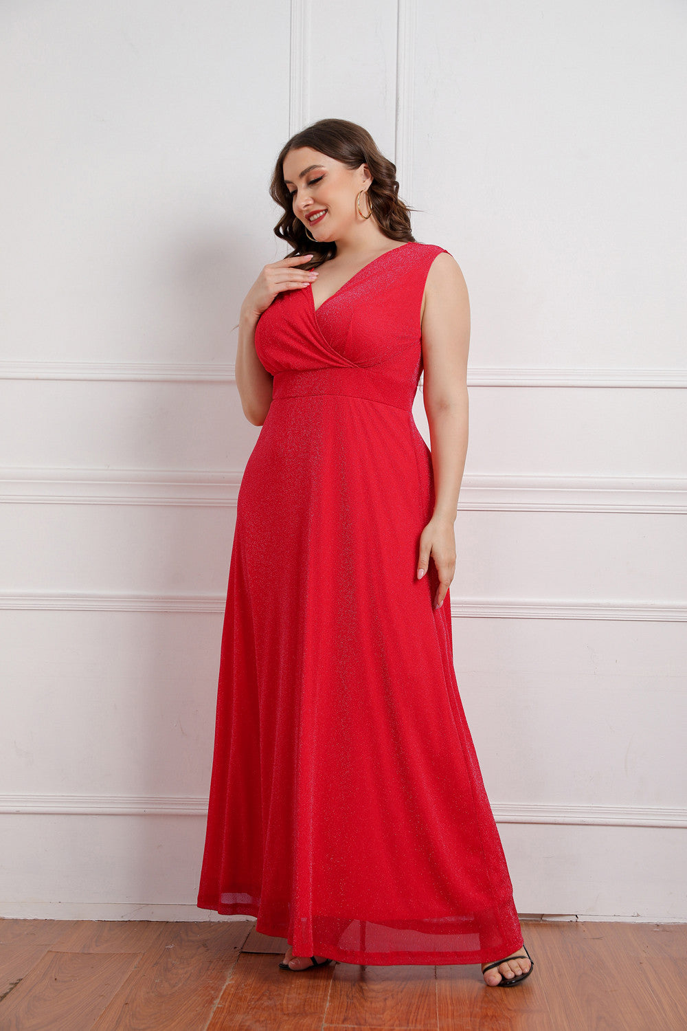 Plus Size Summer Sleeveless V-Neck Maxi Dress