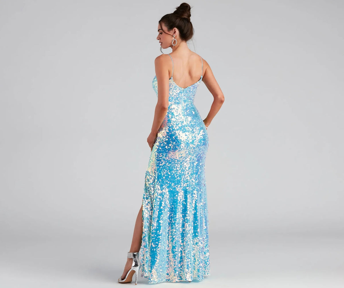 Women's Sequin Split Sling Bridesmaid Dress