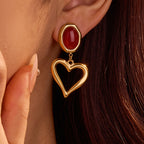 Natural Stone Heart Earrings