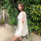 Mesh Long-Sleeve Slim Black Dress Autumn Hip