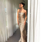 Halter Backless Lace-Up Bodycon Maxi Dress