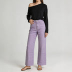 Multi Color Stripe Design Casual Straight Leg Jeans