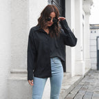 Women's Cotton Drop-Shoulder Shirt – Relaxed Long-Sleeve Top