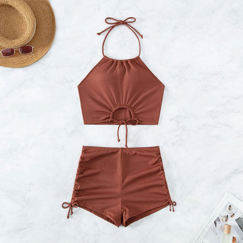 Solid Color Bikini Swimwear