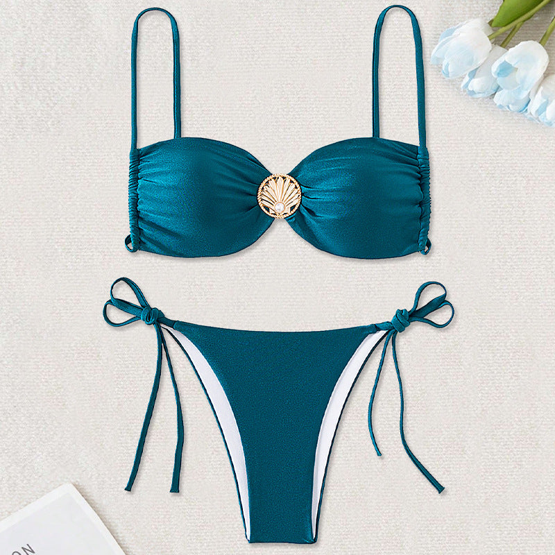 Solid Color Bikini Swimwear