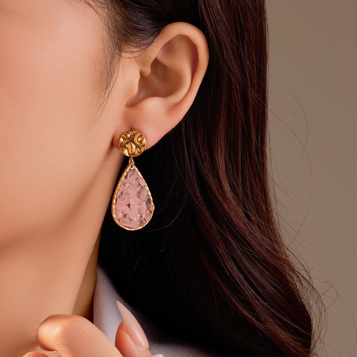 Natural Stone Water Drop Earrings