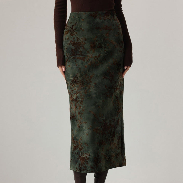 Vintage Print High-Waist Skirt