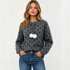 Women's Polka-Dot Jacquard Knit Cardigan