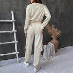Autumn Winter Solid Color Texture Casual Set