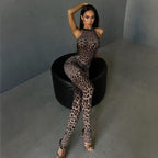 Leopard-Print Halter Jumpsuit