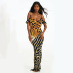Summer Leopard Print Zebra Print Swing Collar Holiday Dress