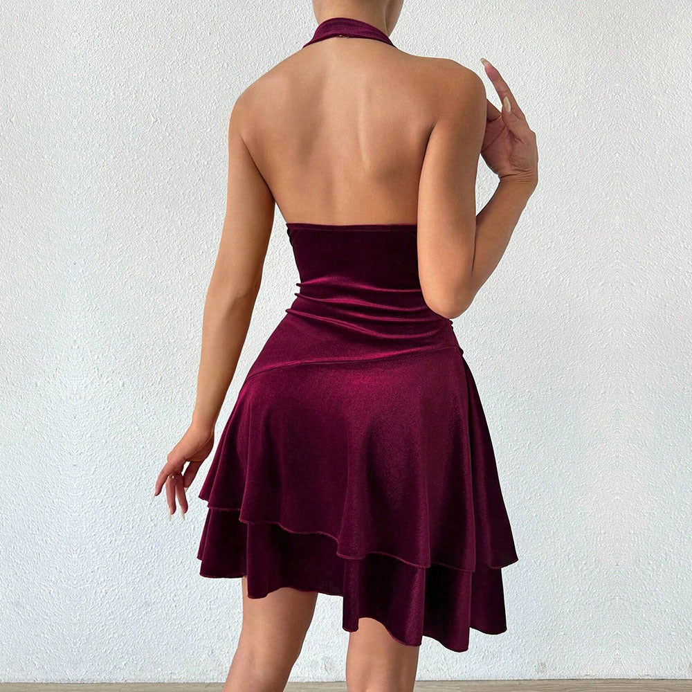 Women's Women's Halter Dress Backless Socialite Design Short