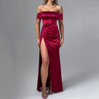 Women's Satin High-Slit Bodycon Maxi Dress