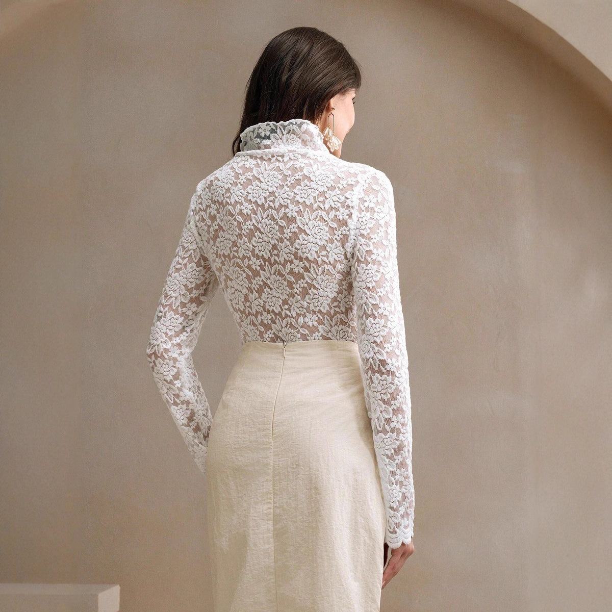 French Lace Turtleneck Top