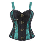 Women's Black and Green Gothic Lace-Up Bodysuit