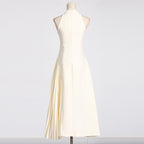 Women's Ivory Cutout Pleated Midi Dress