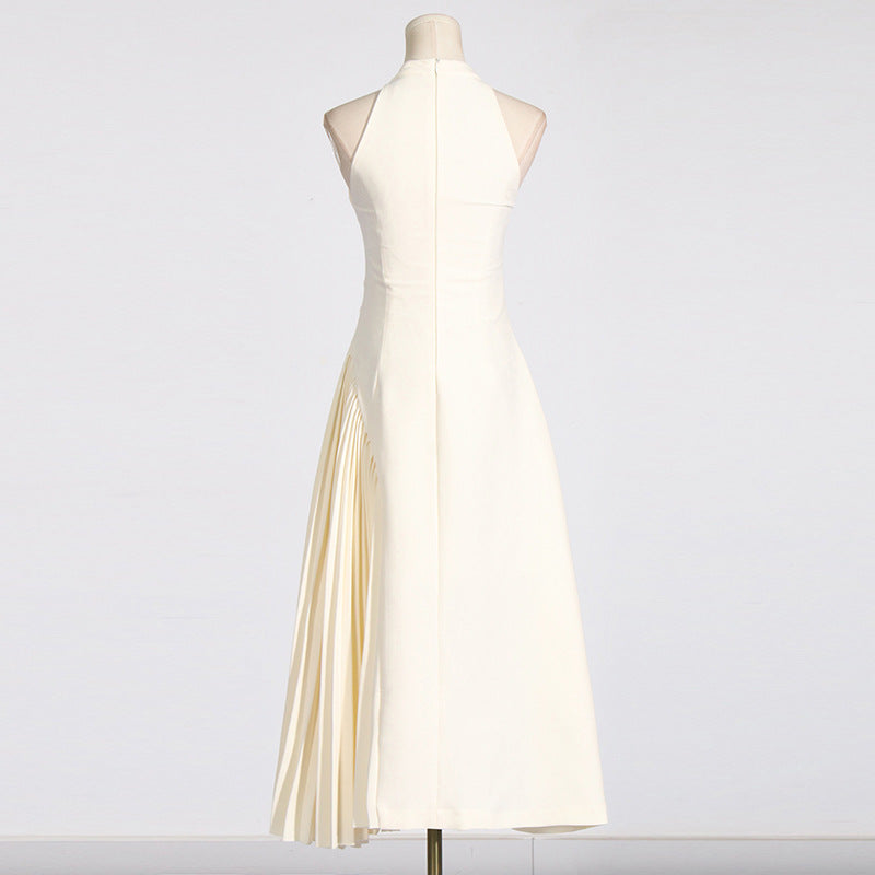 Women's Ivory Cutout Pleated Midi Dress