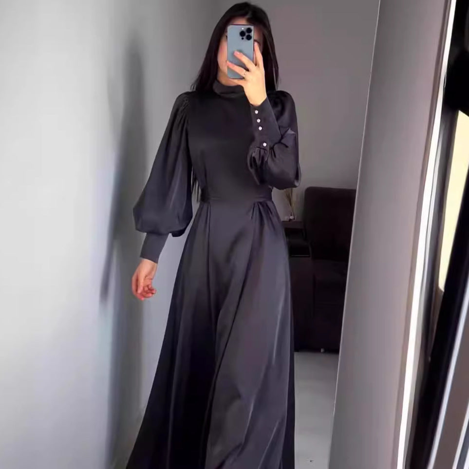 Autumn Waist Slim Fit Belted Long-Sleeve Dress