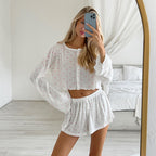 White Knitted Pajamas Lingerie