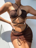 Split Solid Bikini Swimwear