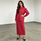 Women's Floral Shirt And Straight Skirt Set