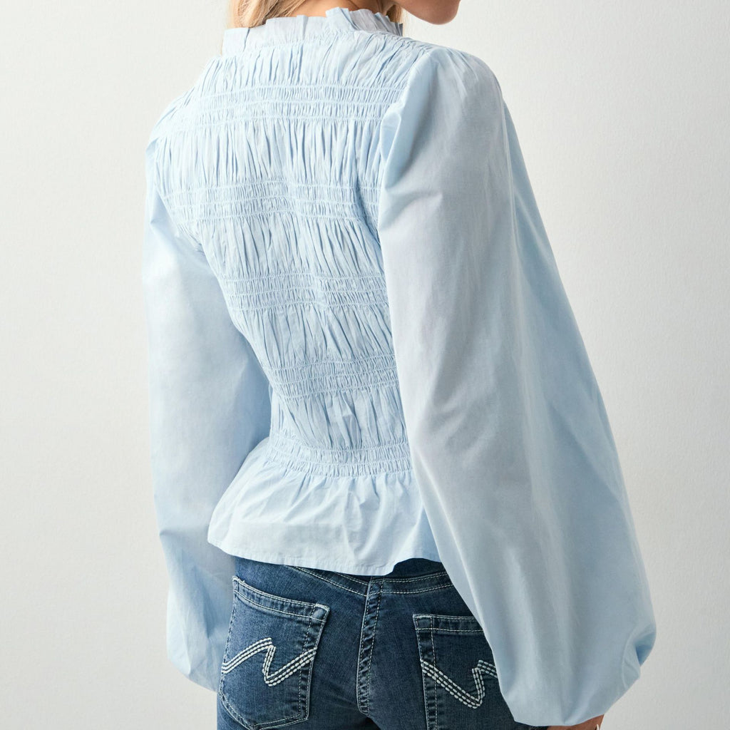 Button Front Puff Sleeve Slim Fit Cardigan Top