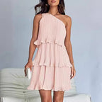 One-Shoulder Layered Hem Dress