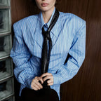 Striped Asymmetric Collared Shirt