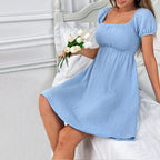 Women's Cotton Square-Neck Backless A-Line Dress