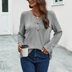 Autumn Winter Women Clothing Casual Button Knitted Texture