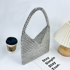 Women's Silver Beaded Shoulder Bag