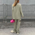 Women's Striped Jacket & Trousers Set