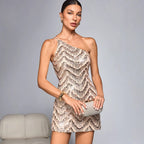 One Shoulder Sequin Bodycon Mini Dress