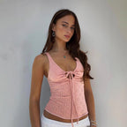 's Little Fresh Hollow Out Cutout Out Tied Texture Vest Vacation
