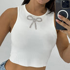 's Small Personality Bare Cropped Slim Fit Seam Diamond Vest Top