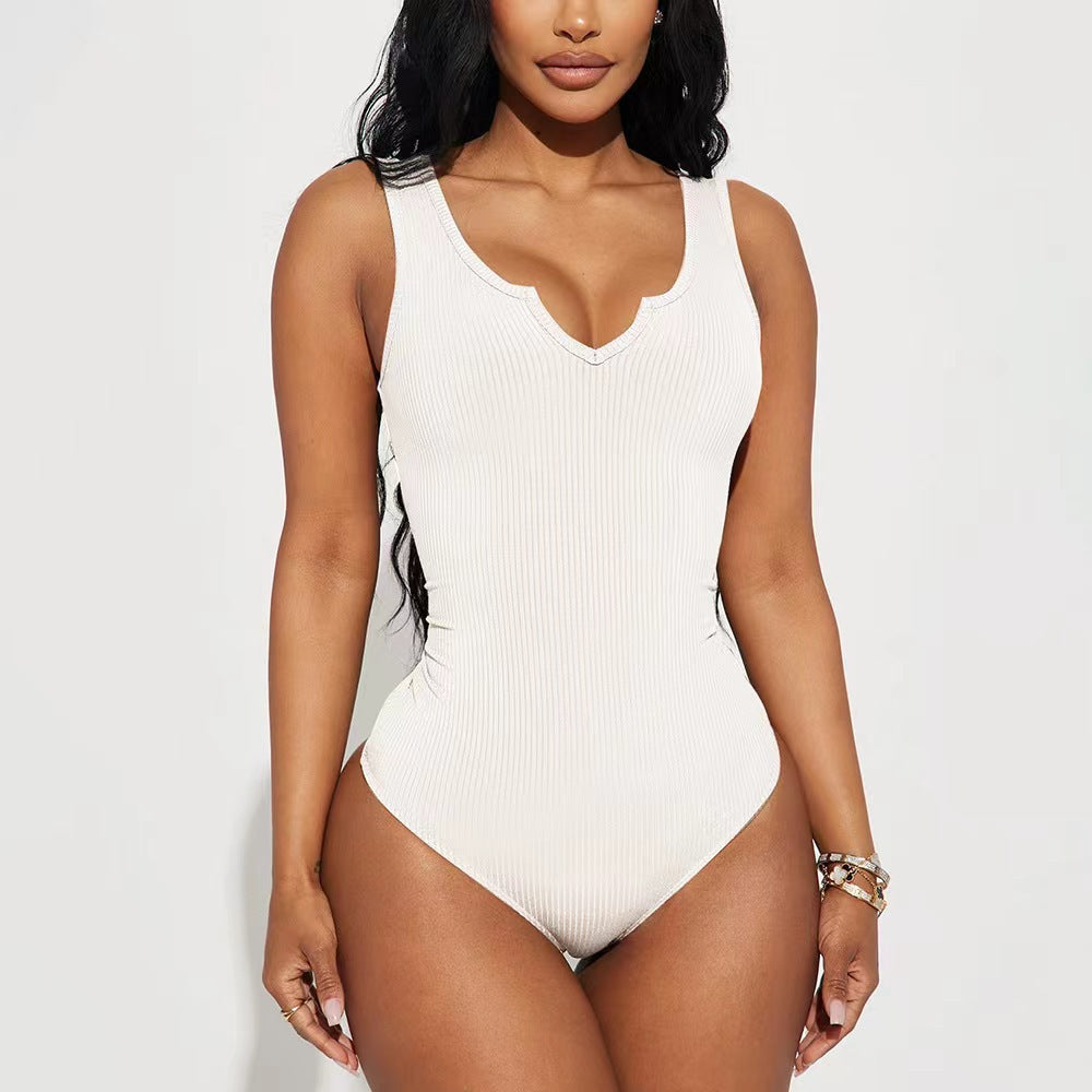 Slim V Neck Vest Bodysuit