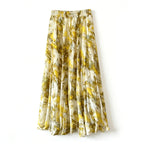 French Fold Floral Skirt Women Summer Holiday HW A line