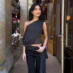 Women's Polka-Dot Chiffon Asymmetric Top