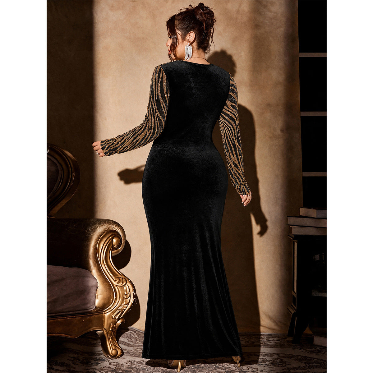 Women's Plus Size Velvet Evening Dress