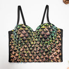 Women’s Pearl Embroidered Sequin Corset Crop Top