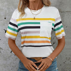 Women's Women Clothing Color Striped Short Sleeved T Shirt For Women Summer