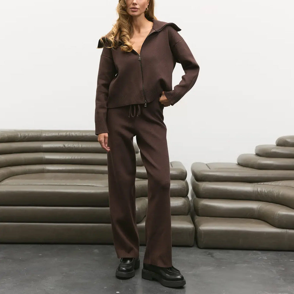 Women's Knit Coat & Trousers Set